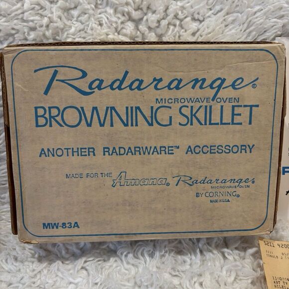 CORNING Vintage 10" Radarange Microwave Browning Skillet for Amana W/Box & Lid - Picture 5 of 6